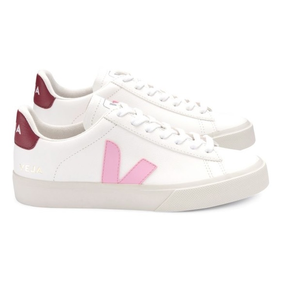Veja Shoes - Veja Campo Bicolor Leather Lowtop Sneakers Shoes Pink Red White US 7 EUR 38